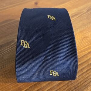 Vintage Men's Tie FFA Dark Blue Gold Embroidered logo. Standard Tie